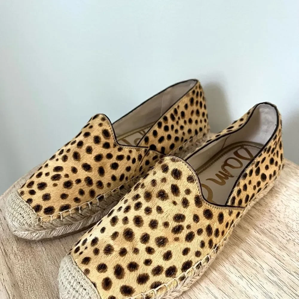 Sam‎ Edelman Kesia Espadrilles in Leopard with Jute Soles Size 6 NWOB